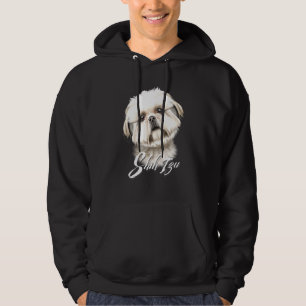 Cute Furry Shih Tzu Dog Serious Face Hoodie