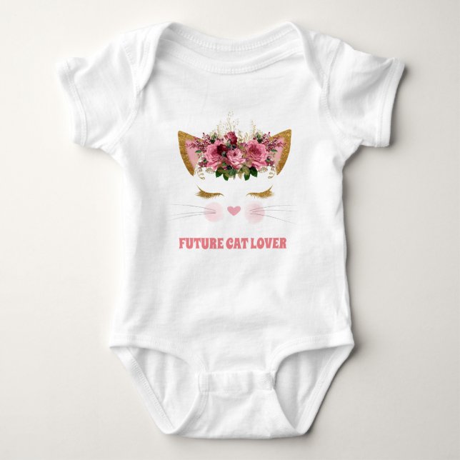 Cute future cat lover baby girl bodysuit (Front)