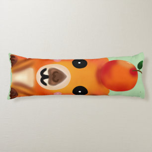 Cute Fuzzy Capybara with Orange Kawaii Animal Ar Body Cushion