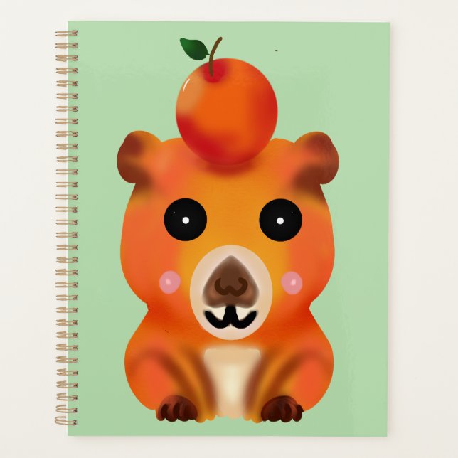 Cute Fuzzy Capybara with Orange | Kawaii Animal Ar Planner (Front)