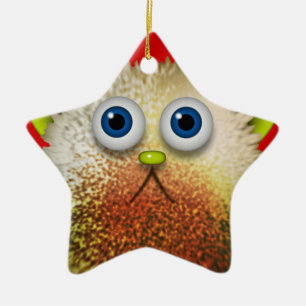 Cute Fuzzy Cartoon Character Art for All Ceramic Ornament