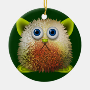 Cute Fuzzy Cartoon Character Art for All Ceramic Ornament