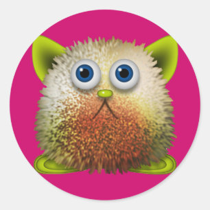 Cute Fuzzy Cartoon Character Art for All Classic Round Sticker