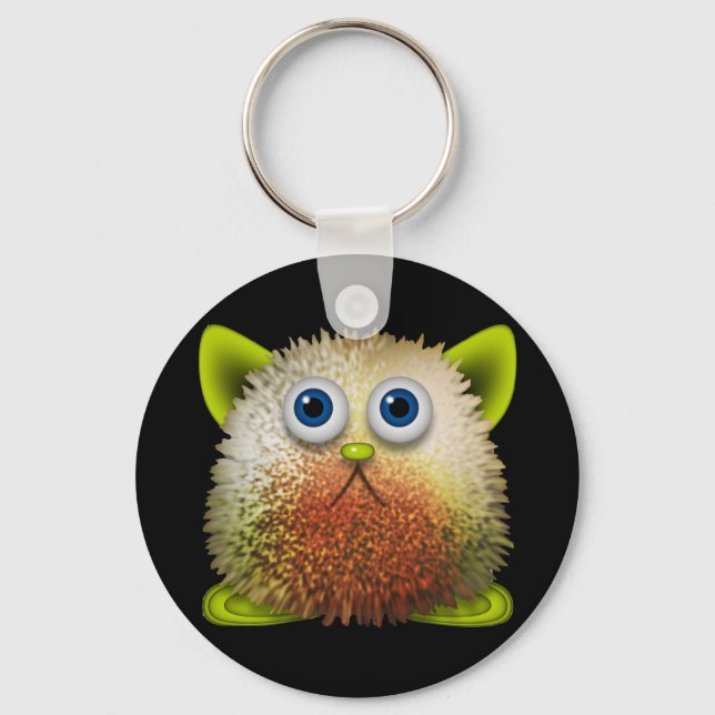 Cute Fuzzy Cartoon Character Art for All Key Ring (Front)