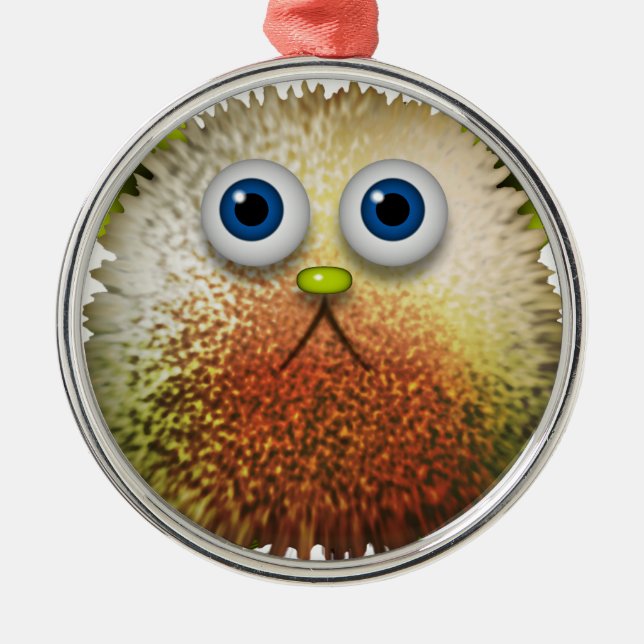 Cute Fuzzy Cartoon Character Art for All Metal Tree Decoration (Front)