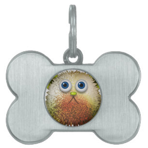 Cute Fuzzy Cartoon Character Art for All Pet Name Tag