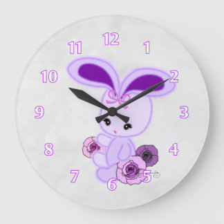 Cute Fuzzy Gothic Bunny Large Clock
