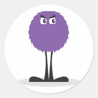 cute fuzzy purple monster classic round sticker