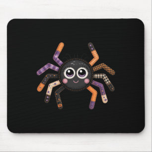 Cute Fuzzy Spider Preppy Floral Patchwork Hallowee Mouse Pad