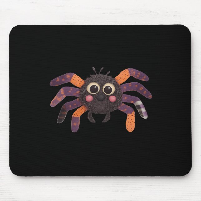 Cute Fuzzy Spider Preppy Floral Patchwork Hallowee Mouse Pad (Front)