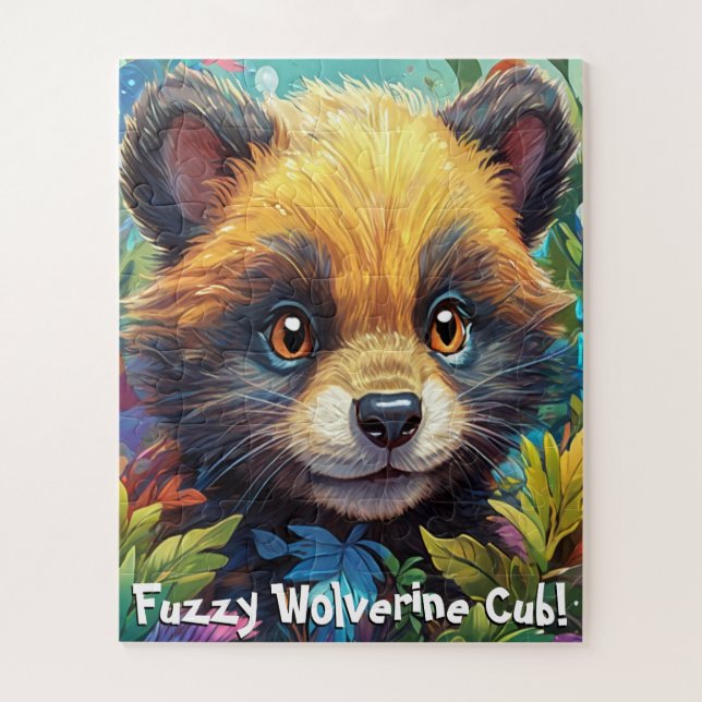 Cute & Fuzzy Wolverine Cub Jigsaw Puzzle (Vertical)