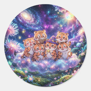 Cute Galaxy Tiger Friends Sticker