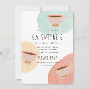Cute Galentine's Day Best-Teas Party Invitation