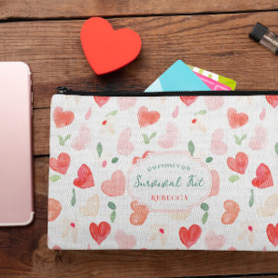 Cute Galentine's Survival Kit Monogram Accessory Pouch