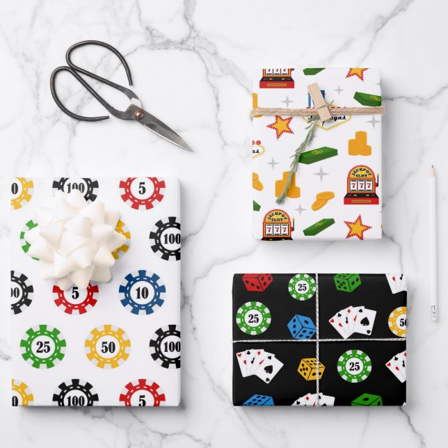 Cute gambling tiled pattern party wrapping paper sheet (Front)