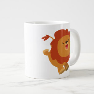 Cute Gamboling Cartoon Lion Jumbo Mug