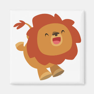 Cute Gamboling Cartoon Lion Magnet