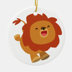 Cute Gamboling Cartoon Lion Ornament