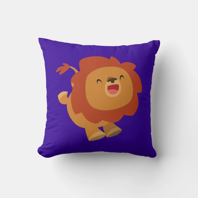 Cute Gamboling Cartoon Lion Pillow (Front)
