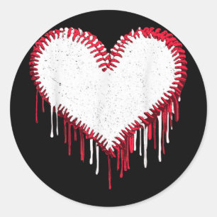 Cute Game Day Baseball Softball Heart Funny Sport  Classic Round Sticker