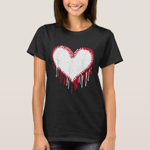 Cute Game Day Baseball Softball Heart Funny Sport  T-Shirt