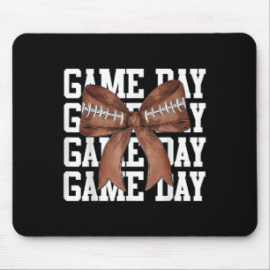 Cute Game Day Coquette Bow Football Lovers Mum Wom Mouse Pad