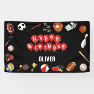Cute Game Time Sports Balls Kids Birthday Welcome Banner