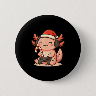 Cute Gamer Axolotl Christmas Design  6 Cm Round Badge