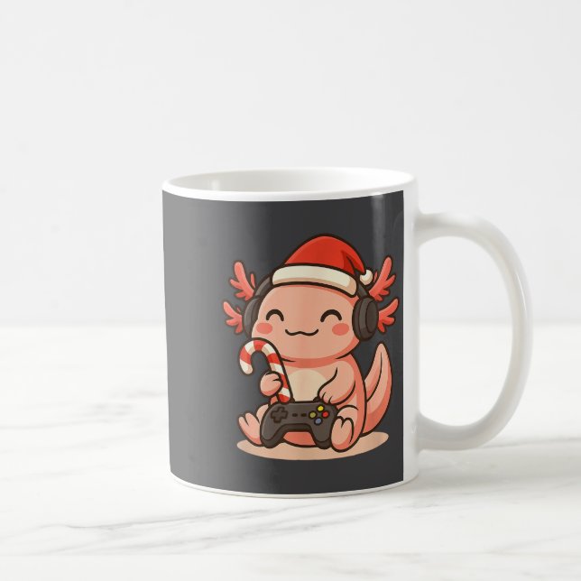 Cute Gamer Axolotl Christmas Design  Coffee Mug (Right)
