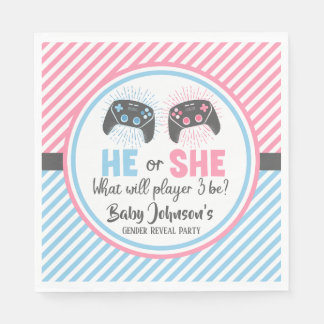Cute Gamer Baby Gender Reveal Napkin