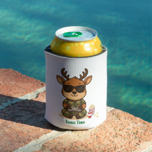 Cute Gamer Deer “Game Time” Accent Can Cooler