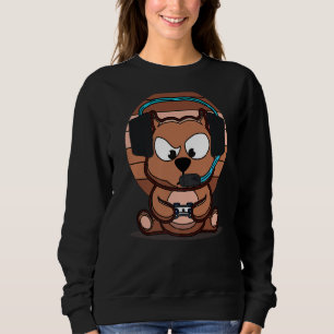 Cute Gamer Dog Gaming Pitbull Puppy Video Gamer Do Sweatshirt