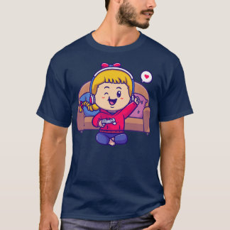 Cute Gamer Girl Cartoon T-Shirt