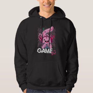 Cute Gamer Girl Gaming Axolotl Salamander With Con Hoodie