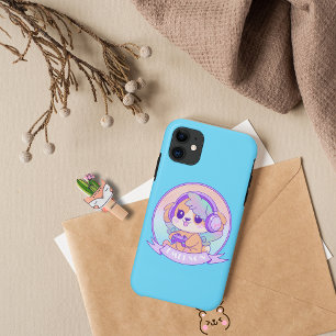 Cute Gamer Girl Kawaii Dog With Wings in Baby Blue iPhone 11 Case