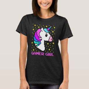Cute Gamer Girl  Rainbow Unicorn Gaming Cool Video T-Shirt