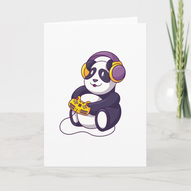 Cute Gamer panda Gaming Design Card (Front)
