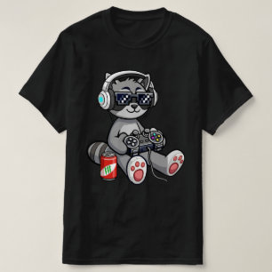 Cute Gamer Racoon kids , streamer , video game T-Shirt