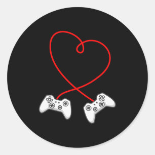 Cute Gamer Valentines Love Funny Video Games Match Classic Round Sticker