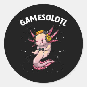 Cute Gaming Art For Men Women Kids Video Game Axol Classic Round Sticker