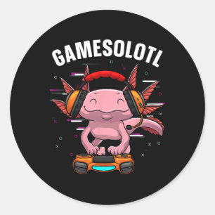 Cute Gaming Art For Men Women Kids Video Game Axol Classic Round Sticker