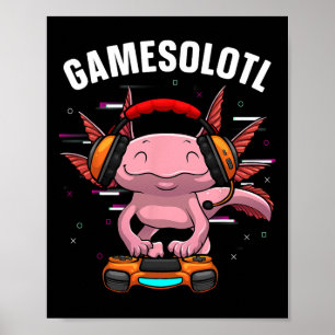Cute Gaming Art For Men Women Kids Video Game Axol Poster