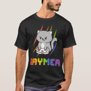 Cute Gaming Cat Gay Gamer Gaymer Video Game LGBT P T-Shirt