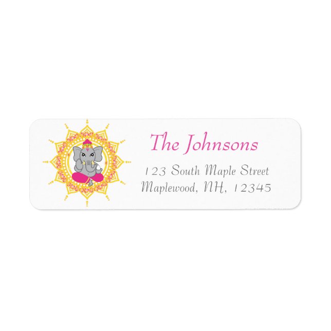Cute ganesha address label-pink return address label (Front)