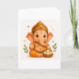 Cute Ganesha with Modak Ganesh Chaturthi Card