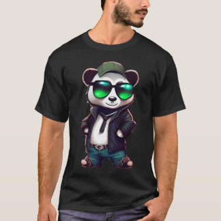 Cute gangster comic Panda wearing clothes funny T-Shirt