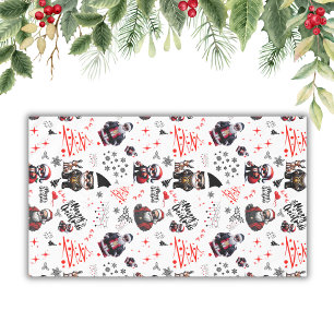 Cute Gangster Santa Merry Christmas on White       Tablecloth
