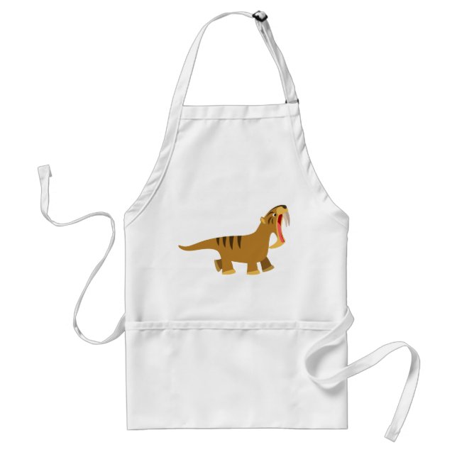 Cute Gaping Mouth Cartoon Thylacosmilus Apron (Front)