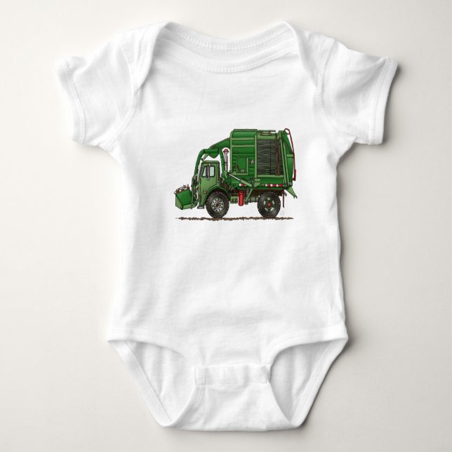 Cute Garbage Truck Trash Truck Baby Bodysuit (Front)