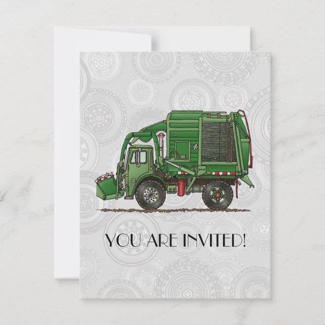 Cute Garbage Truck Trash Truck Invitation (Front)